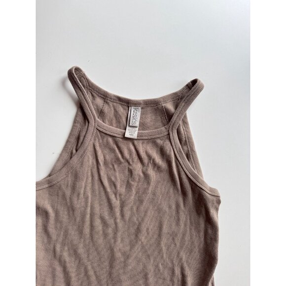 KASICS Taupe Cotton Baby Rib Racerback Tank, Size M - Picture 5 of 11